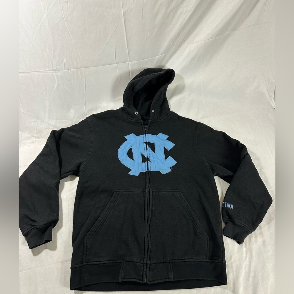 University Of North Carolina Tar Heels Small Black Full Zip Embroidered Hoodie